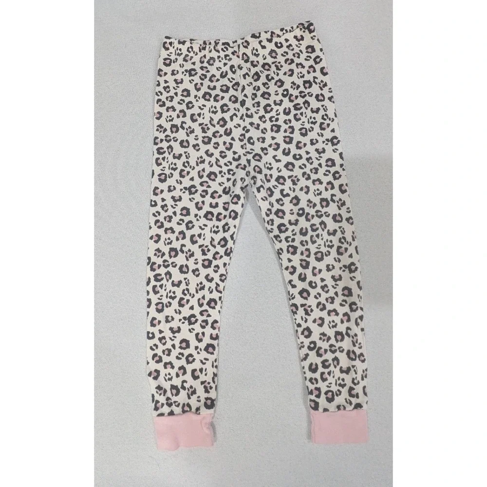 Old Navy Pajama Set & Leggings 5T Kids Navy Santa Red Plaid Pink Leopard 4pc